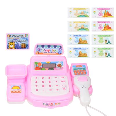 Toy Cash Register for Kids, Plastic Parent-child Interactive Cash Register Toy Gift for Toddlers Boys Girls Pink