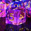 AUSTOR 7-Die DND Dice Set Sharp Edge Resin Dice Handmade Polyhedral Dice for Dungeons and Dragons RPG MTG Table GamesPeach & Blue view 1