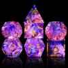 AUSTOR 7-Die DND Dice Set Sharp Edge Resin Dice Handmade Polyhedral Dice for Dungeons and Dragons RPG MTG Table GamesPeach & Blue view 2
