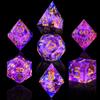 AUSTOR 7-Die DND Dice Set Sharp Edge Resin Dice Handmade Polyhedral Dice for Dungeons and Dragons RPG MTG Table GamesPeach & Blue view 3