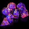 AUSTOR 7-Die DND Dice Set Sharp Edge Resin Dice Handmade Polyhedral Dice for Dungeons and Dragons RPG MTG Table GamesPeach & Blue view 4