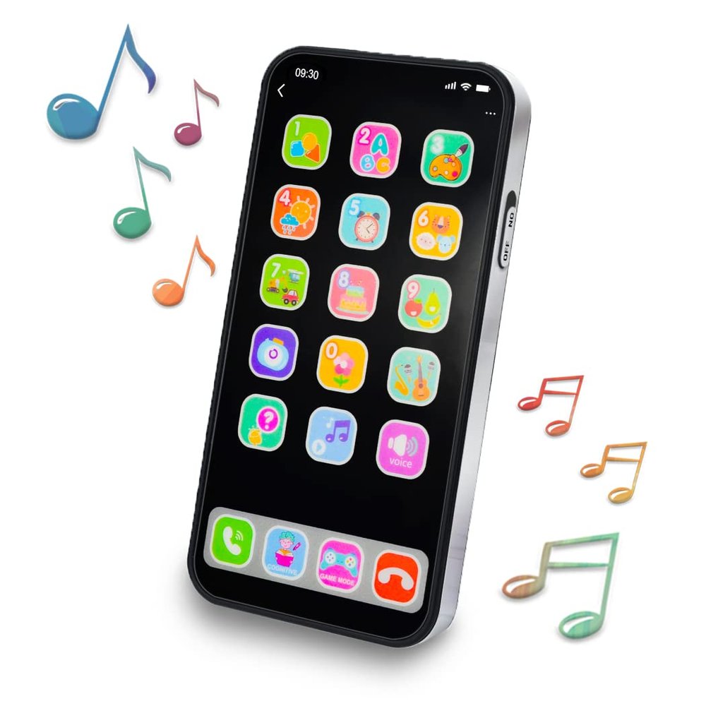 Ella Dream Baby Phone Toy for 1 Year Old Toddlers, Musical Cell Phone Toy with Light and Sound, Pretend Play Toy for Boys and Girls, Gifts for Birthday, Holiday (Black)