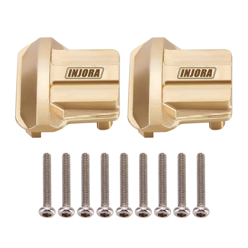 INJORA Brass Diff Cover 2PCS Front and Rear Axle Diff Cover for 1/18 RC Crawler Car TRX4M Upgrade Parts,11g (TRX4M-01)