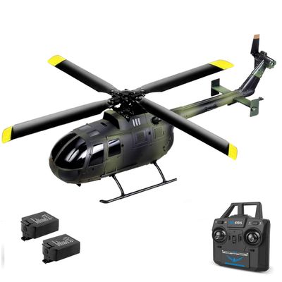 C186 Remote Control Helicopter for Adults 14y+ Beginner Expert Single Rotor Aileronless BO-105 Like-Real RC Aircraft Model Air Pressure Hover Aerobatic Flight 6-Axis Gyroscope (Camo2 Batteries)