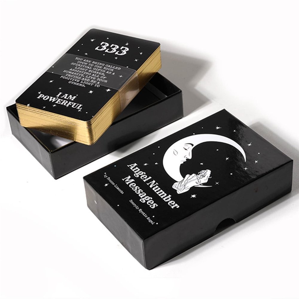 Angel Number Message, Tan Tarot Cards, Tarot Cards Deck, with Guide and Box, Divination of The Future,Black