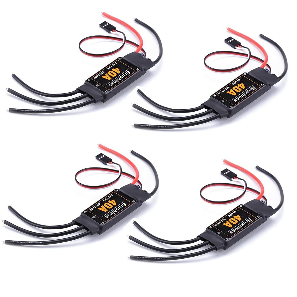 APEFIT RC Helicopter Aircraft Parts 4pcs/lot Brushless 40A ESC Speed Controler 2-4S with 5V 3A UBEC for RC FPV Quadcopter RC Airplanes Helicopter Replaceable Accessories (Color : Long Wire)