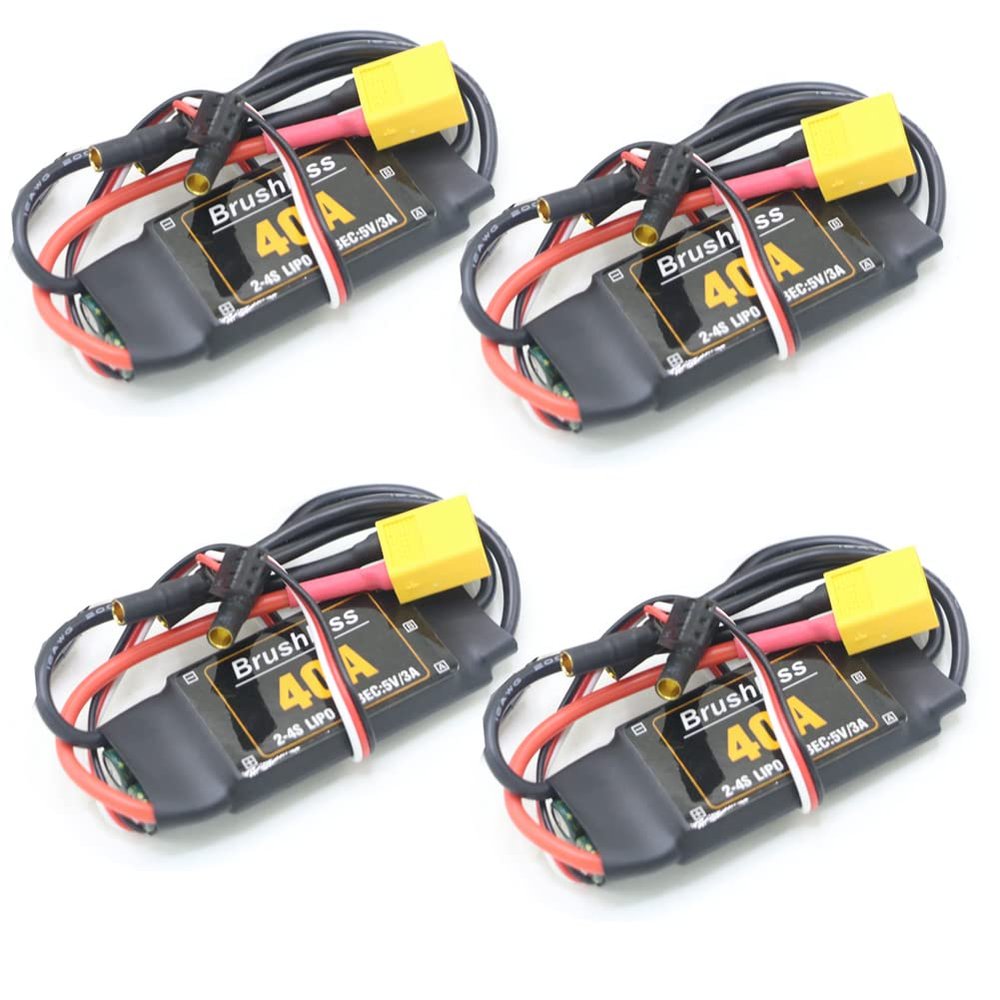 APEFIT RC Helicopter Aircraft Parts 4pcs/lot Brushless 40A ESC Speed Controler 2-4S with 5V 3A UBEC for RC FPV Quadcopter RC Airplanes Helicopter Replaceable Accessories (Color : XT60plug)