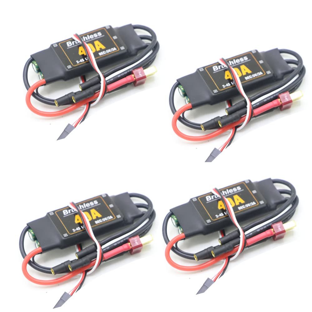 APEFIT RC Helicopter Aircraft Parts 4pcs/lot Brushless 40A ESC Speed Controler 2-4S with 5V 3A UBEC for RC FPV Quadcopter RC Airplanes Helicopter Replaceable Accessories (Color : Tplug)