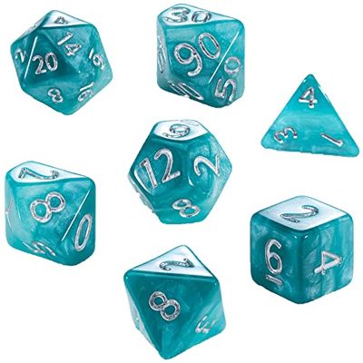 Gate Keeper Games & Dice Gatekeeper Games Mighty Tiny Dice: Caribbean Tide Dice Set - 7 Piece Roleplaying Dice Set, Gate Keeper Games, 12mm RPG Dice, Clamshell Hang-Tag Packaging, 3 Layer Ombre Teal/Seafoam/Mint