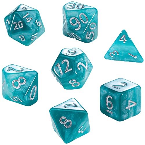 Gate Keeper Games & Dice Gatekeeper Games Mighty Tiny Dice: Caribbean Tide Dice Set - 7 Piece Roleplaying Dice Set, Gate Keeper Games, 12mm RPG Dice, Clamshell Hang-Tag Packaging, 3 Layer Ombre Teal/Seafoam/Mint