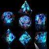 AUSTOR 7-Die DND Dice Set, Handmade Sharp Edge Polyhedral Dice for Dungeons and Dragons RPG MTG Table GamesBlack & Blue view 1