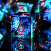 AUSTOR 7-Die DND Dice Set, Handmade Sharp Edge Polyhedral Dice for Dungeons and Dragons RPG MTG Table GamesBlack & Blue view 2