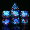 AUSTOR 7-Die DND Dice Set, Handmade Sharp Edge Polyhedral Dice for Dungeons and Dragons RPG MTG Table GamesBlack & Blue view 3