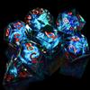 AUSTOR 7-Die DND Dice Set, Handmade Sharp Edge Polyhedral Dice for Dungeons and Dragons RPG MTG Table GamesBlack & Blue view 4