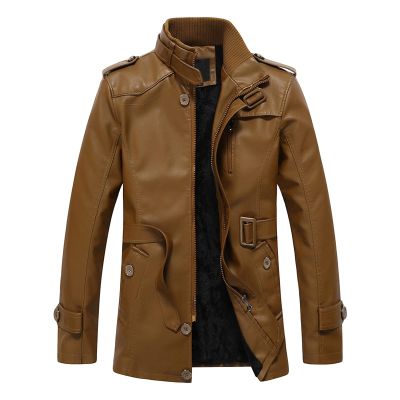 Maiyifu-GJ Men Faux Pu Leather Trench Coat Single Breasted Slim Stand Collar Jacket Lightweight Buttons Windproof Overcoat (Yellow,3X-Large)