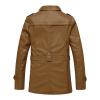 Maiyifu-GJ Men Faux Pu Leather Trench Coat Single Breasted Slim Stand Collar Jacket Lightweight Buttons Windproof Overcoat (Yellow,3X-Large) view 3