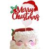 1 PCS Merry Christmas Cake Topper with Glitter Santa Claus Beard Holly Leaves and Berries Christmas Cake Pick for Merry Christmas Theme New Year Holiday Party Cake Decoration Supplies Red view 1