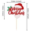 1 PCS Merry Christmas Cake Topper with Glitter Santa Claus Beard Holly Leaves and Berries Christmas Cake Pick for Merry Christmas Theme New Year Holiday Party Cake Decoration Supplies Red view 3