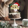 1 PCS Merry Birthday Cake Topper Assembled Glitter Holly Leaves and Berries Santa Claus Beard Cake Pick for Merry Christmas Theme Baby Shower Kids Birthday Party Cake Decorations Supplies Gold view 4