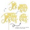1 PCS Happy Birthday Jesus Cake Topper Assembled Glitter Jesus Birthday Cake Pick Merry Christmas Cake Decorations for Nativity Scene Christmas Birthday Party Supplies Gold view 2