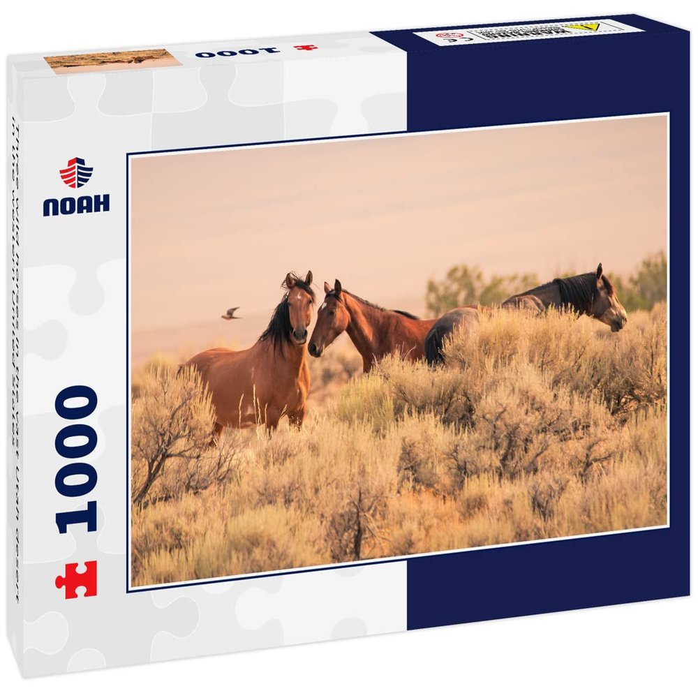 Noah Jigsaw Puzzle Three Wild Horses in The vast Utah Desert in The Western United States 1000 Pieces