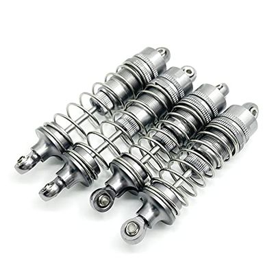 4 Pcs Aluminum Metal Front&Rear Shock Absorbers Damper For WLtoy 104001 1/10 RC Car Spare Parts Upgrade (Color : Dark Grey)