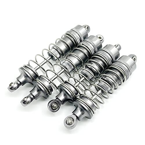 4 Pcs Aluminum Metal Front&Rear Shock Absorbers Damper For WLtoy 104001 1/10 RC Car Spare Parts Upgrade (Color : Dark Grey)