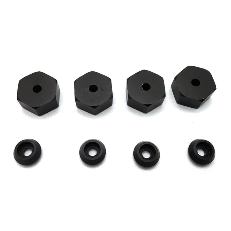 KRYDN 4PCS 5mm to 12mm Metal Combiner Wheel Hub Hex Adapter for WPL D12 C24 C34 B24 B36 MN D90 D99 RC Car Upgrade Parts ( Color : Black )
