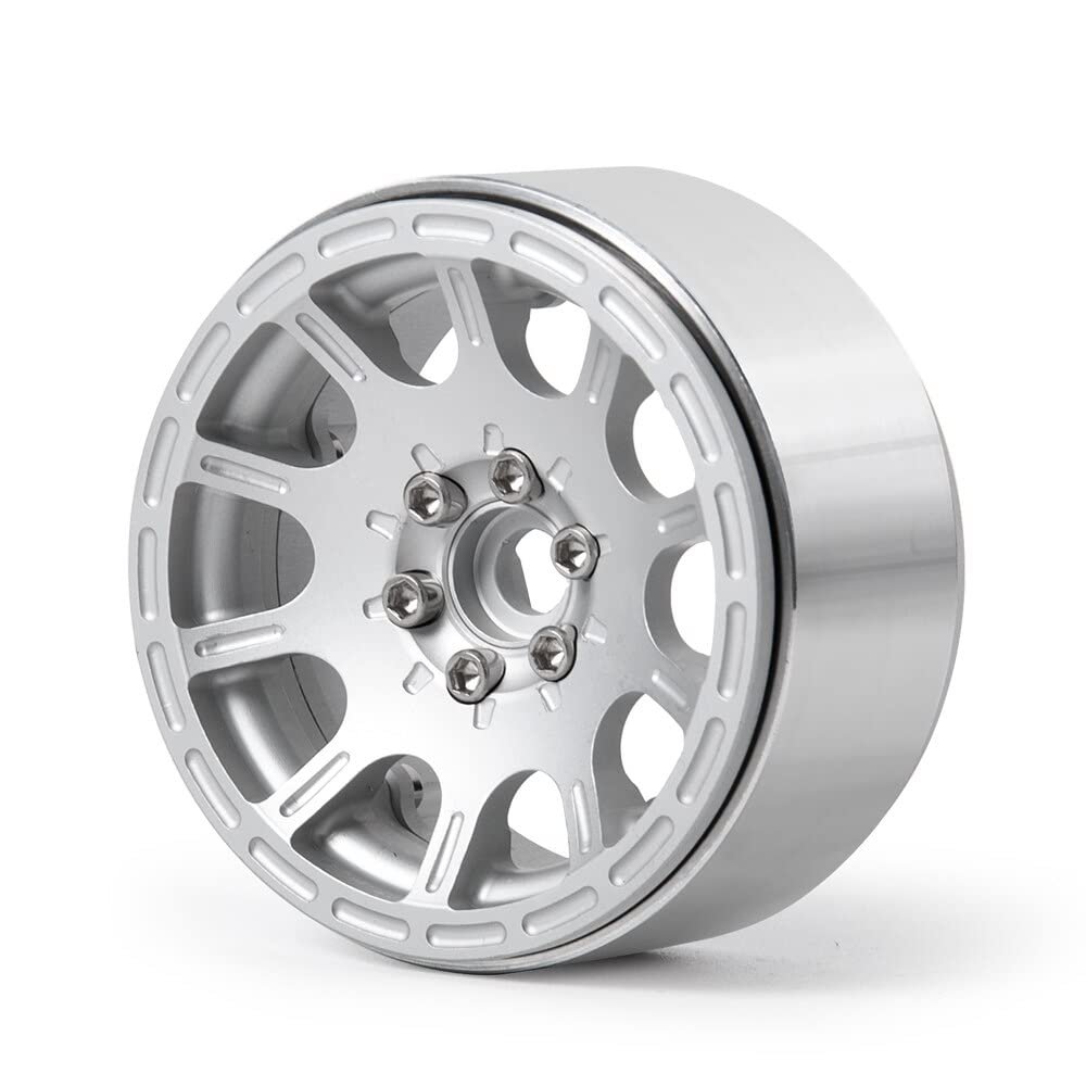 Metal 1.9 Beadlock Wheel Hub Rim for Axial SCX10 II 90046 Traxxas TRX4 D90 CC01 1/10 RC Crawler Car Upgrade Parts (Color : Silver 1PCS)