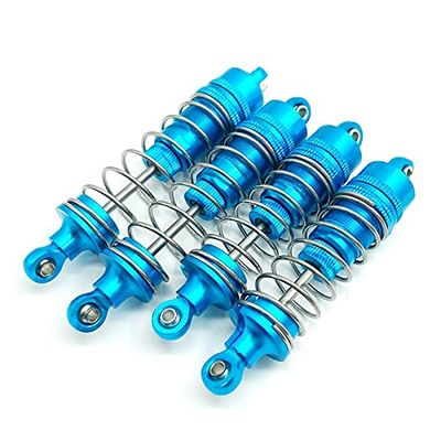 4 Pcs Aluminum Metal Front&Rear Shock Absorbers Damper For WLtoy 104001 1/10 RC Car Spare Parts Upgrade (Color : Blue)