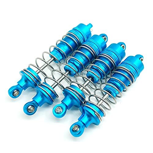 4 Pcs Aluminum Metal Front&Rear Shock Absorbers Damper For WLtoy 104001 1/10 RC Car Spare Parts Upgrade (Color : Blue)
