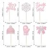 24 Pack Snowflake It's a Girl Cupcake Toppers Glitter Oh Baby Gloves Hats Winter Frozen Cupcake Picks Baby Girl Wonderland Xmas Girls Birthday Baby Shower Cake Decorations Party Supplies Pink view 2