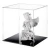 FINGERINSPIRE Clear Acrylic Display Case with Black Base & 4 Pcs Rubber Rings 10x10x10 Inch Cube Clear Self-Assembly Acrylic Box Dustproof Protection Showcase for Action Figures Collectibles Toys view 1