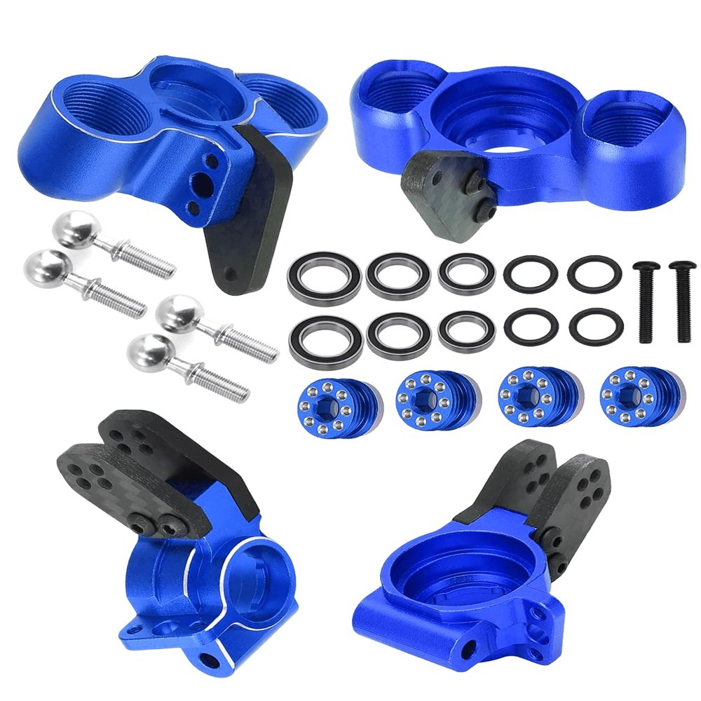 RCarmumb RC Upgrades Part for 1/8 Typhon/Talion 6S BLX,1/7 Felony/Mojave/Infraction/Limitless 6S BLX,Alloy Front Knuckles Steering Blocks &Rear Hub Stub Axle Carriers,Navy Blue