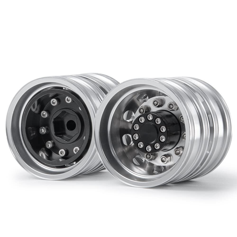 Rear Wheel Rim Aluminum Alloy 10 Spokes Wheel Hub for 1/14 Tamiya RC Trailer Tractor Truck Car Wheel Tires Upgrade Parts ( Color : 2PCS )