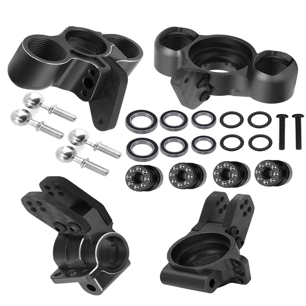RCarmumb RC Upgrades Part for 1/8 Typhon/Talion 6S BLX,1/7 Felony/Mojave/Infraction/Limitless/Fireteam 6S BLX,Alloy Front Knuckles Steering Blocks &Rear Hub Stub Axle Carriers,Black