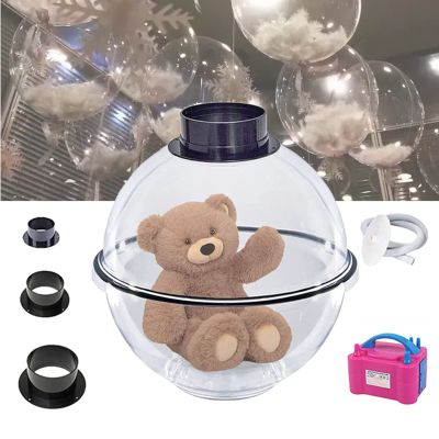 DOZPAL Balloon Stuffing Machine with Balloon Pump Set, Clear Balloon Gift Machine for DIY Balloon Surprise Gifts Bear Doll Rose Bouquet, 3 Filling Ports