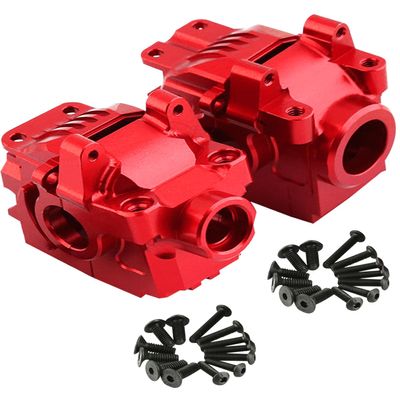 Rcarmumb Transmission Case Gearbox Upgrades Part for 1/10 Slash Stampede Rustler Hoss VXL 4X4 XO-1,Aluminum Front Rear Gearbox Differential Housings Upgrades,Replace #6880 #6881,Red