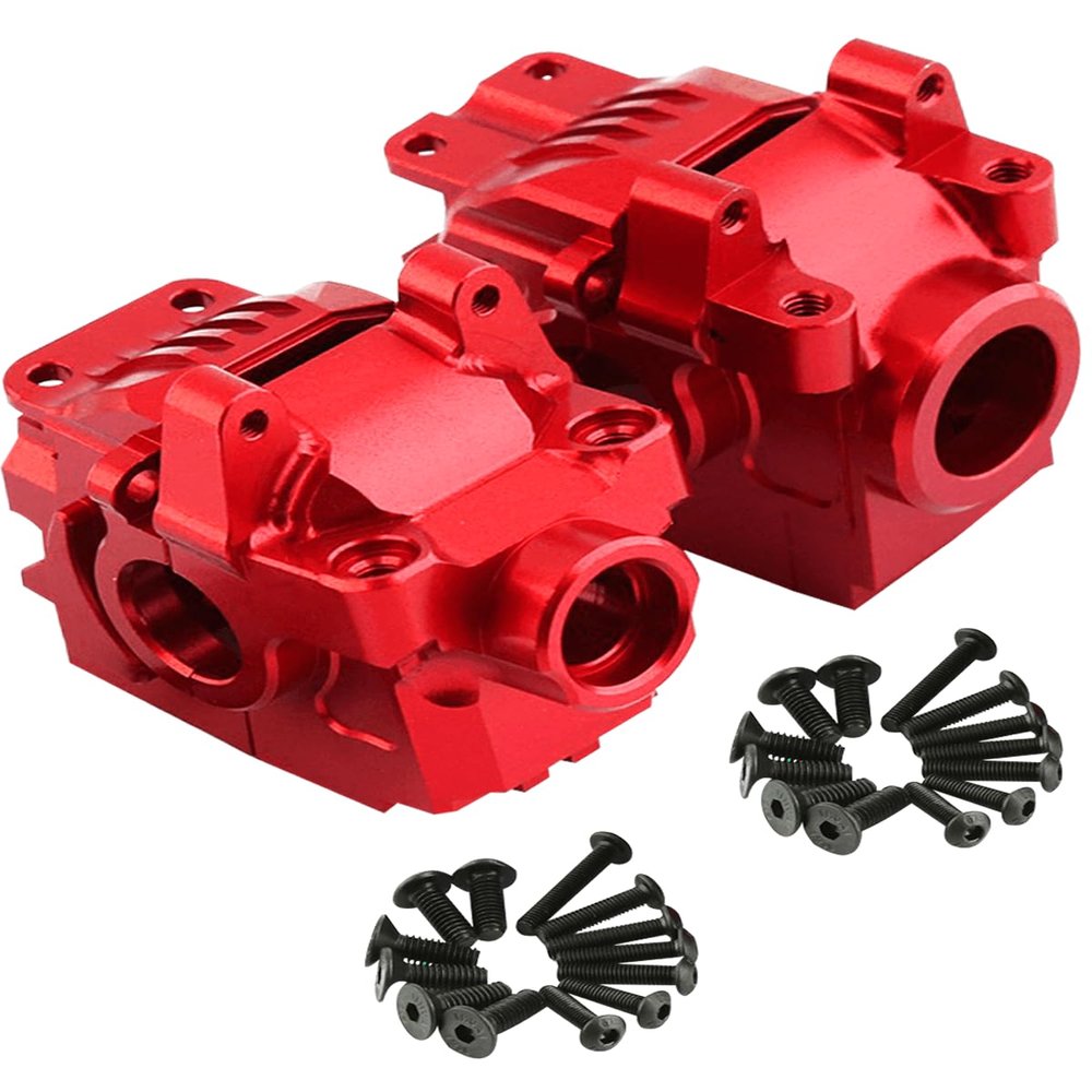 Rcarmumb Transmission Case Gearbox Upgrades Part for 1/10 Slash Stampede Rustler Hoss VXL 4X4 XO-1,Aluminum Front Rear Gearbox Differential Housings Upgrades,Replace #6880 #6881,Red