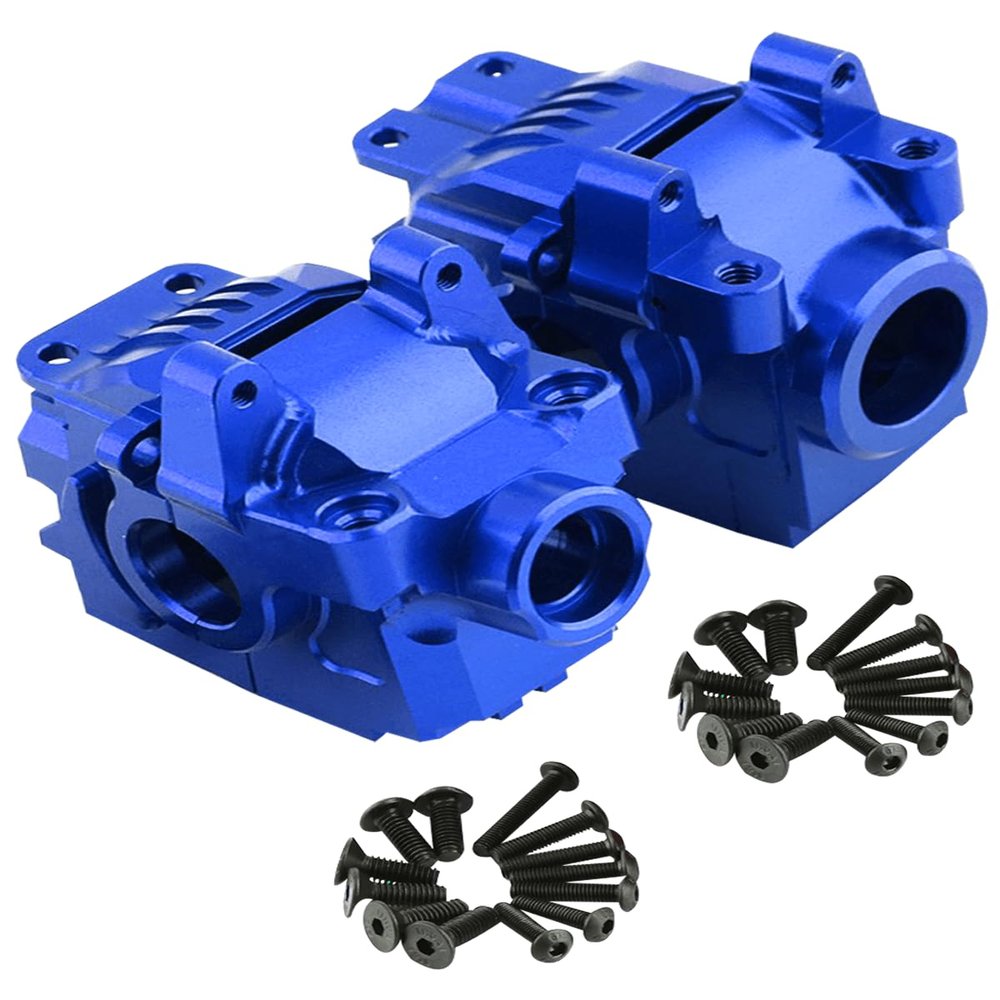 Rcarmumb Transmission Case Gearbox Upgrades Part for 1/10 Slash Stampede Rustler Hoss VXL 4X4 XO-1,Aluminum Front Rear Gearbox Differential Housings Upgrades,Replace #6880 #6881,Navy Blue