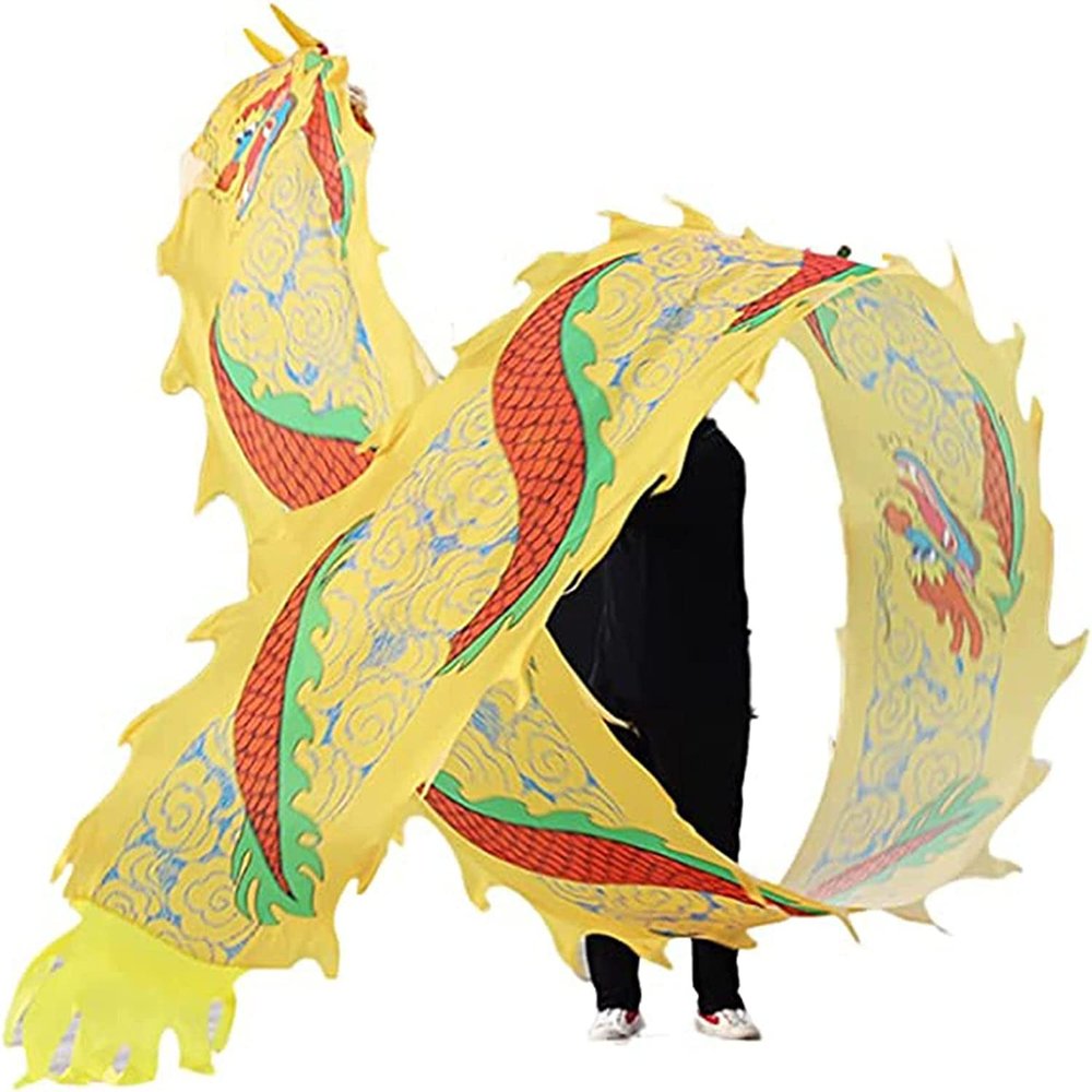 NOBRIM Dragon Dance Practice Ribbon Streamer Silk Dragon Dance Ribbon Streamer, 3D Colorful Dragon Silk Flowy Spinning & Shaking Poi Outdoor Playing
