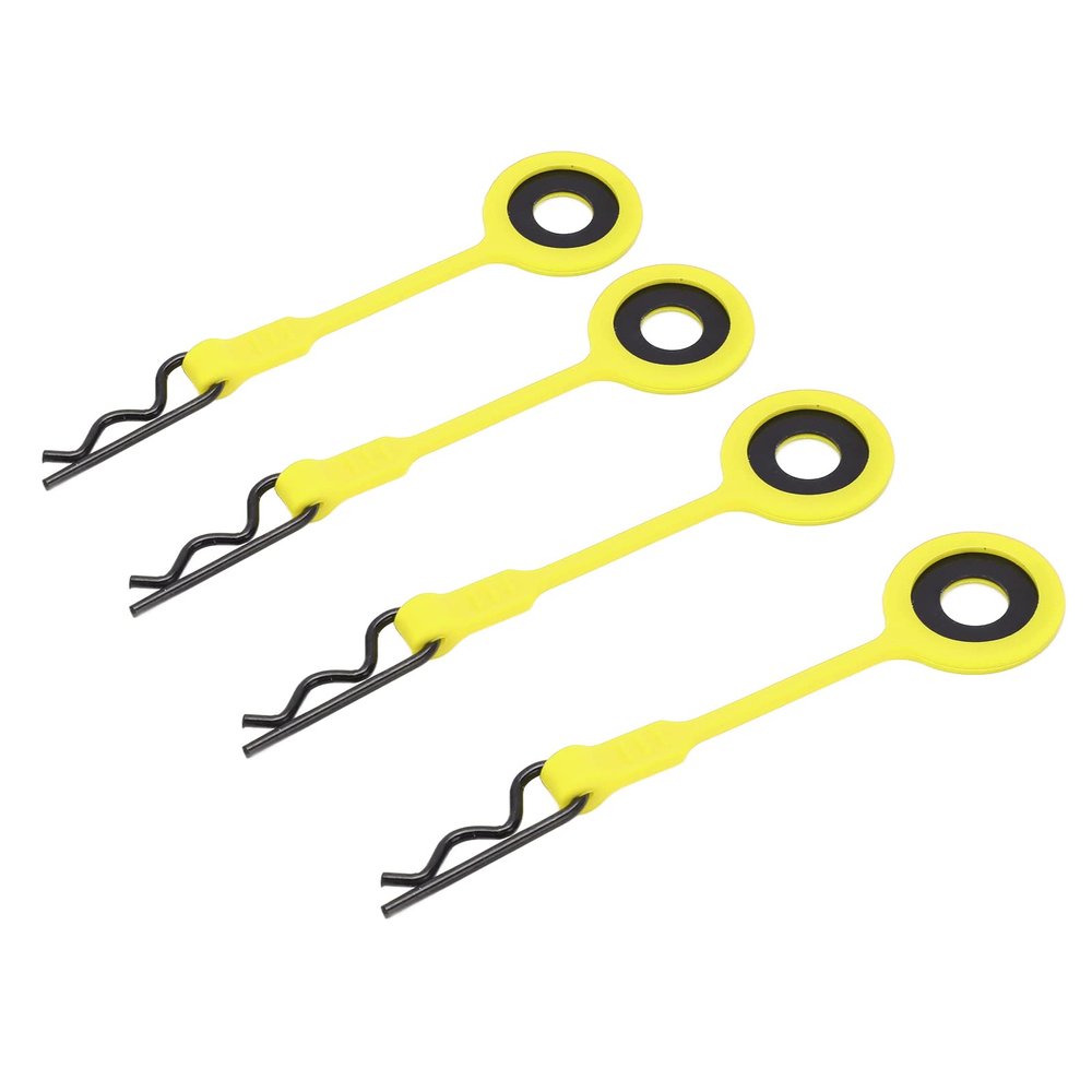 RC Car Shell Body Clip,4PCS Silicone and Iron RC Body Clip for 1/10 Model Car (Yellow)