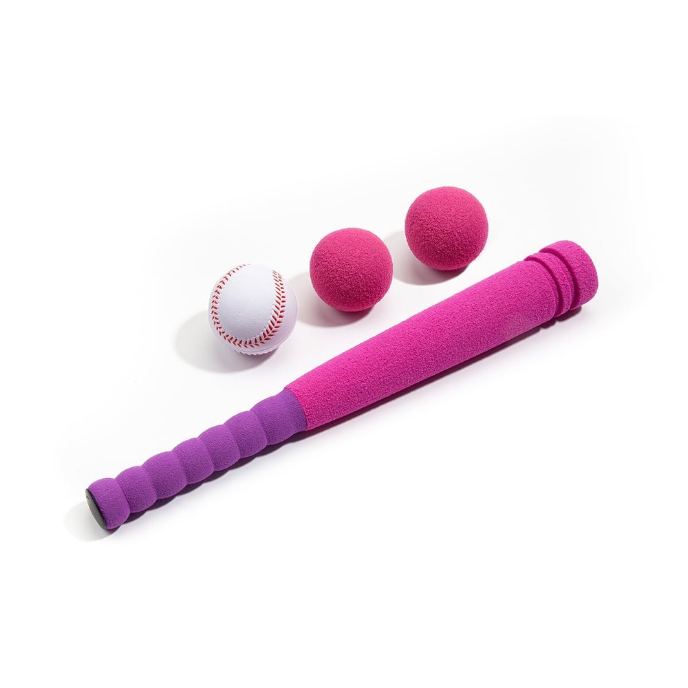 Lemito [MINI Size] 16" Foam Kids Sports Baseball Bat Set+ 3 Soft Balls + Storage Bag Included, Gift Toy for Girl Daughter Toddlers 3 Years Old Hitting Indoor Outdoor Playing, Pink