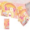 1 Pcs Two Plastic Tablecloths Retro Hippie Boho Party Decorations Rainbow Daisy Flower Rectangle Disposable Table Cover for Girls Star Groovy Daisy Birthday Party Supplies view 1
