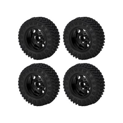 4pcs RC Car Tires,RC Metal Wheel Rubber Tire Upgrade Accessories Tires for SCX24 1:24 RC Car RC Crawler Fittings (Black)