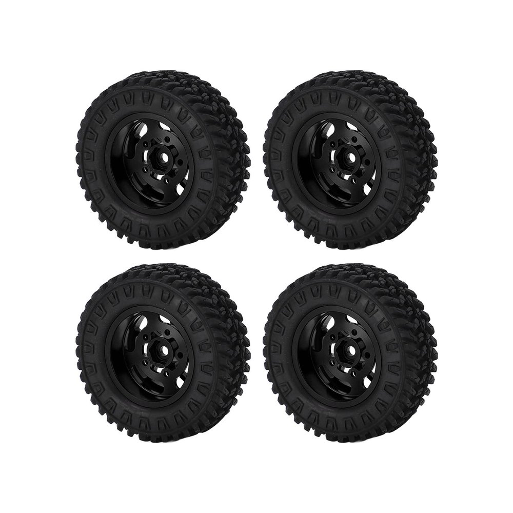 4pcs RC Car Tires,RC Metal Wheel Rubber Tire Upgrade Accessories Tires for SCX24 1:24 RC Car RC Crawler Fittings (Black)