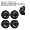4pcs RC Car Tires,RC Metal Wheel Rubber Tire Upgrade Accessories Tires for SCX24 1:24 RC Car RC Crawler Fittings (Black) view 2