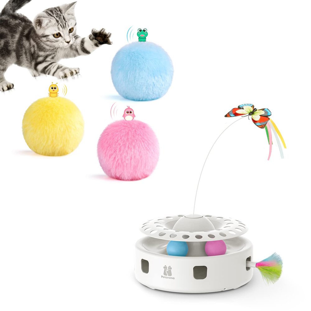 Potaroma 3 Chirping Balls and Smart 3 in 1 Cat Toy