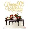 1 Pack Happy 90th Birthday Cake Topper Gold Glitter Number 90 Ninety Years Old Birthday Cake Pick Decoration For 90th Birthday Celebrating Anniversary Party Supplies view 1