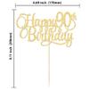 1 Pack Happy 90th Birthday Cake Topper Gold Glitter Number 90 Ninety Years Old Birthday Cake Pick Decoration For 90th Birthday Celebrating Anniversary Party Supplies view 2